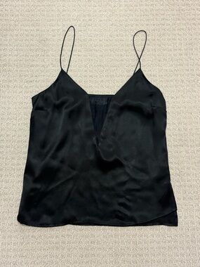 Frame- Classic Black Silk V-Neck Cami Top